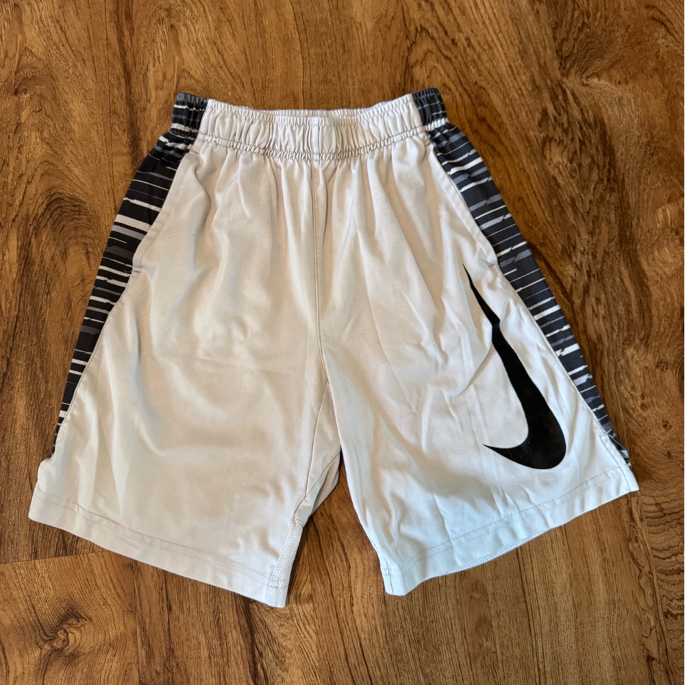Boys Nike White and Black Athletic Shorts